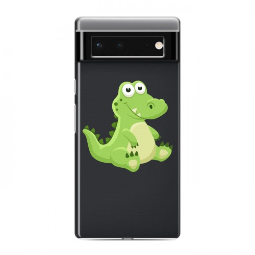 Полупрозрачный дизайнерский силиконовый чехол для Google Pixel 6 Прозрачные крокодилы