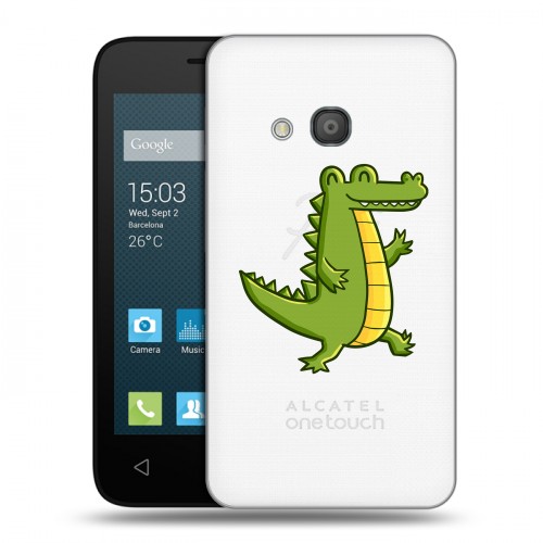 Полупрозрачный дизайнерский пластиковый чехол для Alcatel One Touch Pixi 4 (4) Прозрачные крокодилы