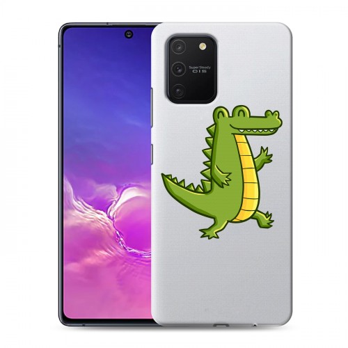 Полупрозрачный дизайнерский силиконовый с усиленными углами чехол для Samsung Galaxy S10 Lite Прозрачные крокодилы