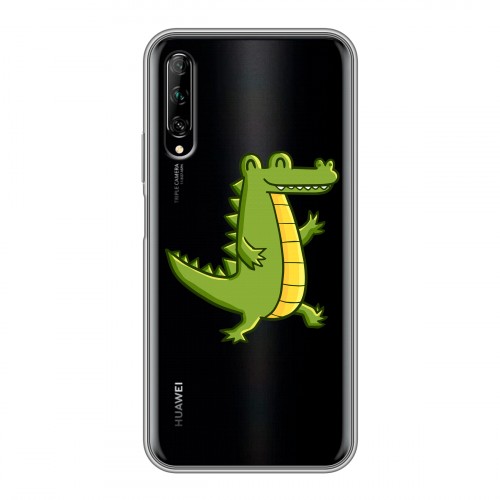 Полупрозрачный дизайнерский силиконовый чехол для Huawei Y9s Прозрачные крокодилы