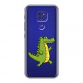 Полупрозрачный дизайнерский силиконовый чехол для Motorola Moto G9 Play Прозрачные крокодилы