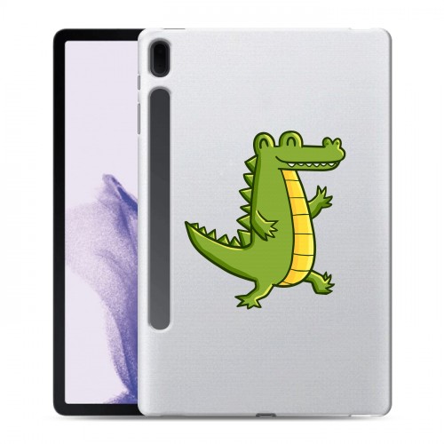 Полупрозрачный дизайнерский силиконовый чехол для Samsung Galaxy Tab S7 FE Прозрачные крокодилы