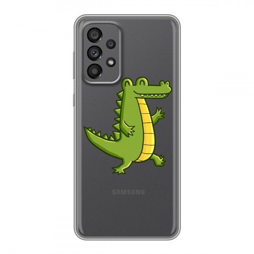 Полупрозрачный дизайнерский силиконовый чехол для Samsung Galaxy A73 5G Прозрачные крокодилы