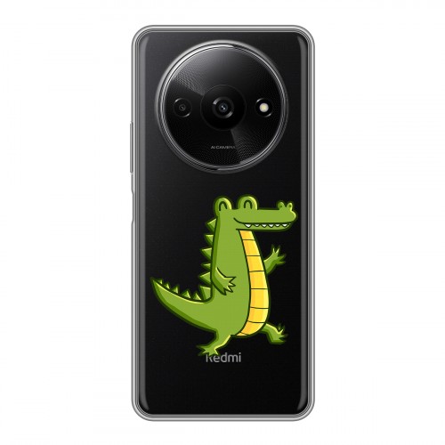 Полупрозрачный дизайнерский силиконовый чехол для Xiaomi RedMi A3 Прозрачные крокодилы
