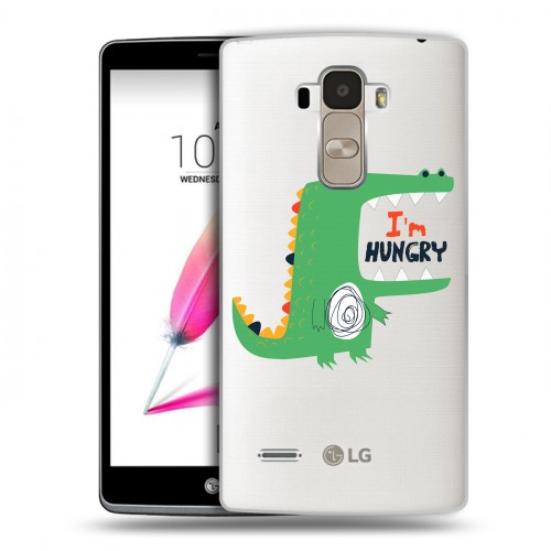 Полупрозрачный дизайнерский пластиковый чехол для LG G4 Stylus Прозрачные крокодилы