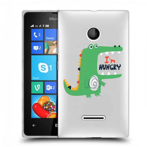 Полупрозрачный дизайнерский пластиковый чехол для Microsoft Lumia 435 Прозрачные крокодилы