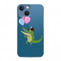 Полупрозрачный дизайнерский пластиковый чехол для Iphone 13 Mini Прозрачные крокодилы