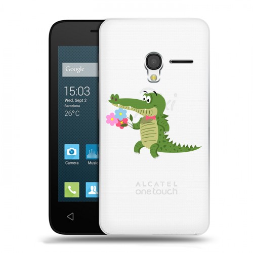 Полупрозрачный дизайнерский пластиковый чехол для Alcatel One Touch Pixi 3 (4.5) Прозрачные крокодилы