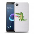 Полупрозрачный дизайнерский пластиковый чехол для HTC Desire 12 Прозрачные крокодилы