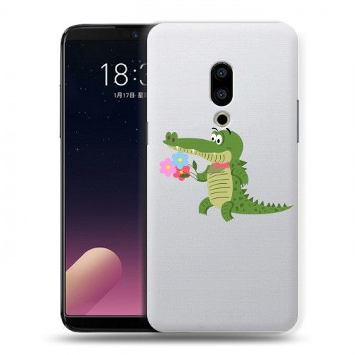 Полупрозрачный дизайнерский пластиковый чехол для Meizu 15 Plus Прозрачные крокодилы