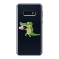 Полупрозрачный дизайнерский силиконовый чехол для Samsung Galaxy S10e Прозрачные крокодилы