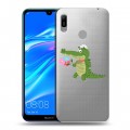 Полупрозрачный дизайнерский пластиковый чехол для Huawei Y6 (2019) Прозрачные крокодилы