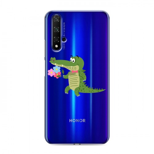 Полупрозрачный дизайнерский пластиковый чехол для Huawei Honor 20 Прозрачные крокодилы