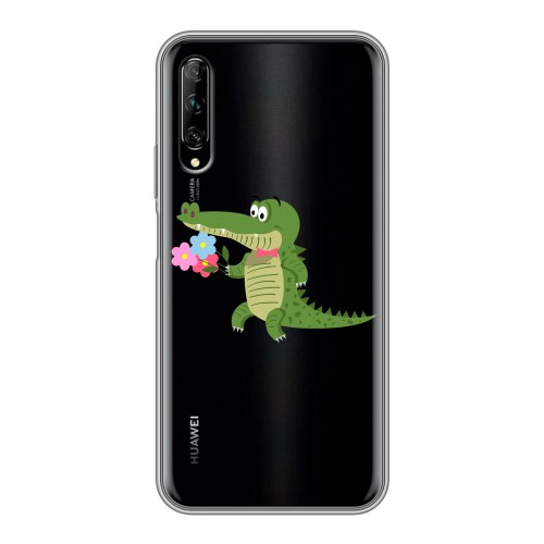 Полупрозрачный дизайнерский силиконовый чехол для Huawei Y9s Прозрачные крокодилы