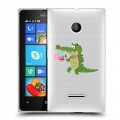 Полупрозрачный дизайнерский пластиковый чехол для Microsoft Lumia 435 Прозрачные крокодилы