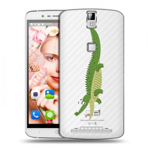 Полупрозрачный дизайнерский пластиковый чехол для Elephone P8000 Прозрачные крокодилы