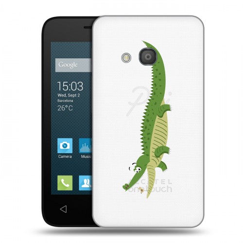 Полупрозрачный дизайнерский пластиковый чехол для Alcatel One Touch Pixi 4 (4) Прозрачные крокодилы