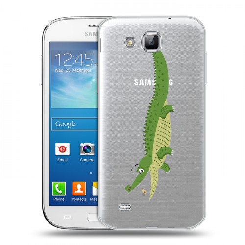 Полупрозрачный дизайнерский пластиковый чехол для Samsung Galaxy Premier Прозрачные крокодилы