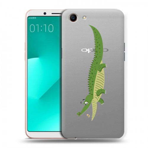 Полупрозрачный дизайнерский пластиковый чехол для OPPO A83 Прозрачные крокодилы