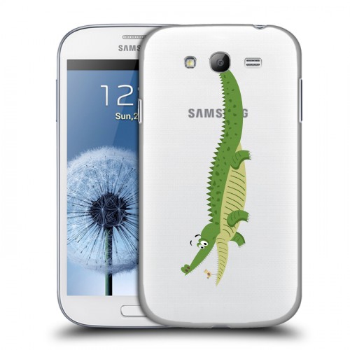 Полупрозрачный дизайнерский пластиковый чехол для Samsung Galaxy Grand Прозрачные крокодилы