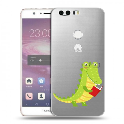 Полупрозрачный дизайнерский пластиковый чехол для Huawei Honor 8 Прозрачные крокодилы