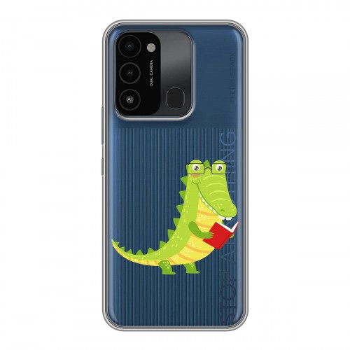 Полупрозрачный дизайнерский пластиковый чехол для Tecno Spark Go 2022 Прозрачные крокодилы
