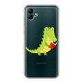 Полупрозрачный дизайнерский пластиковый чехол для Samsung Galaxy A04 Прозрачные крокодилы