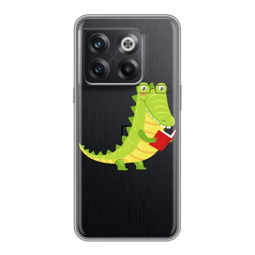 Полупрозрачный дизайнерский силиконовый чехол для OnePlus 10T Прозрачные крокодилы