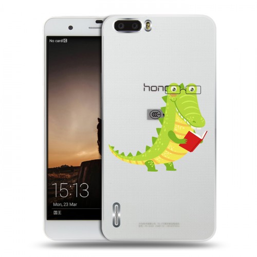 Полупрозрачный дизайнерский пластиковый чехол для Huawei Honor 6 Plus Прозрачные крокодилы
