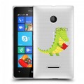 Полупрозрачный дизайнерский пластиковый чехол для Microsoft Lumia 435 Прозрачные крокодилы