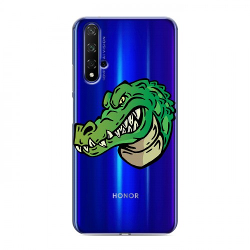 Полупрозрачный дизайнерский пластиковый чехол для Huawei Honor 20 Прозрачные крокодилы