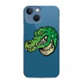 Полупрозрачный дизайнерский пластиковый чехол для Iphone 13 Mini Прозрачные крокодилы