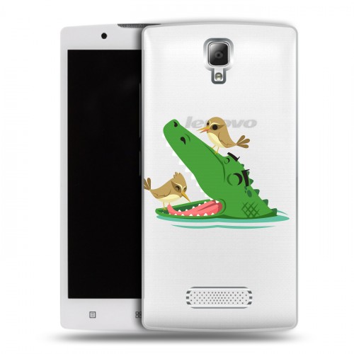 Полупрозрачный дизайнерский пластиковый чехол для Lenovo A2010 Прозрачные крокодилы