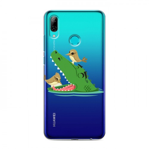Полупрозрачный дизайнерский пластиковый чехол для Huawei P Smart (2019) Прозрачные крокодилы