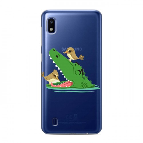 Полупрозрачный дизайнерский пластиковый чехол для Samsung Galaxy A10 Прозрачные крокодилы