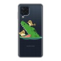 Полупрозрачный дизайнерский пластиковый чехол для Samsung Galaxy A22 Прозрачные крокодилы