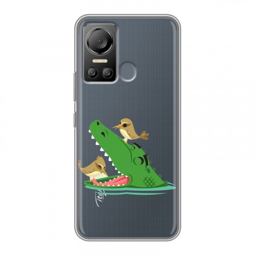 Полупрозрачный дизайнерский силиконовый чехол для Itel Vision 5 Прозрачные крокодилы