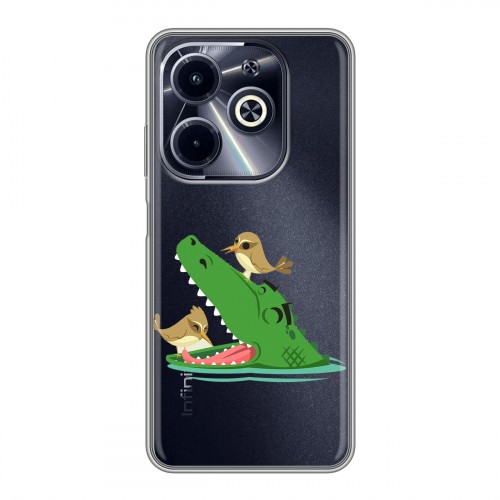 Полупрозрачный дизайнерский силиконовый чехол для Infinix Hot 40i Прозрачные крокодилы