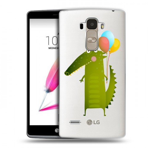 Полупрозрачный дизайнерский силиконовый чехол для LG G4 Stylus Прозрачные крокодилы