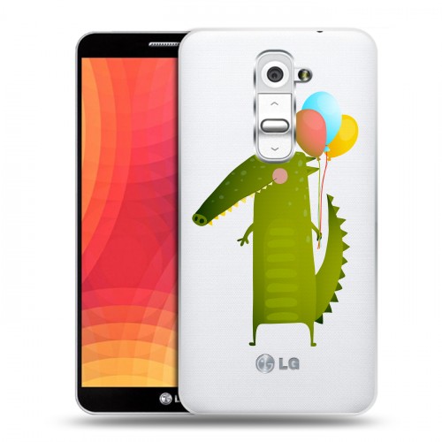 Полупрозрачный дизайнерский пластиковый чехол для LG Optimus G2 Прозрачные крокодилы