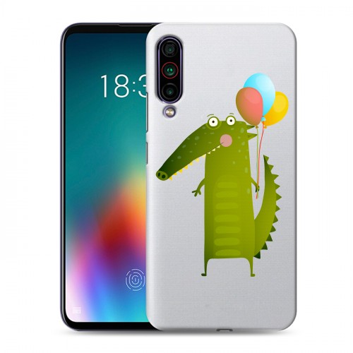 Полупрозрачный дизайнерский силиконовый чехол для Meizu 16T Прозрачные крокодилы