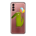 Полупрозрачный дизайнерский пластиковый чехол для Samsung Galaxy A04s Прозрачные крокодилы