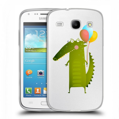 Полупрозрачный дизайнерский силиконовый чехол для Samsung Galaxy Core Прозрачные крокодилы
