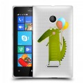 Полупрозрачный дизайнерский пластиковый чехол для Microsoft Lumia 435 Прозрачные крокодилы