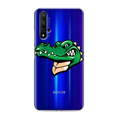 Полупрозрачный дизайнерский пластиковый чехол для Huawei Honor 20 Прозрачные крокодилы