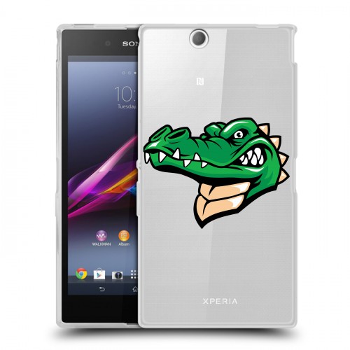 Полупрозрачный дизайнерский пластиковый чехол для Sony Xperia Z Ultra  Прозрачные крокодилы