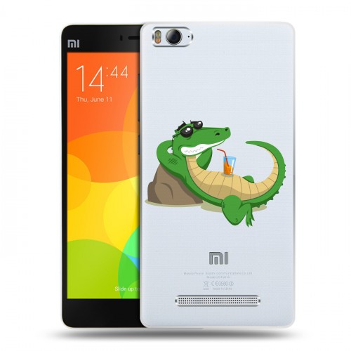 Полупрозрачный дизайнерский пластиковый чехол для Xiaomi Mi4i Прозрачные крокодилы