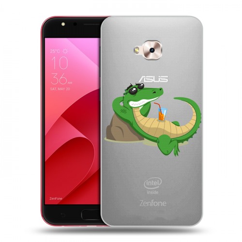 Полупрозрачный дизайнерский пластиковый чехол для ASUS ZenFone 4 Selfie Pro Прозрачные крокодилы