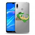 Полупрозрачный дизайнерский пластиковый чехол для Huawei Y6 (2019) Прозрачные крокодилы