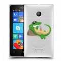 Полупрозрачный дизайнерский пластиковый чехол для Microsoft Lumia 435 Прозрачные крокодилы